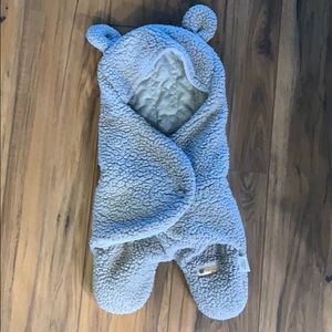 Fleece swaddle with bear ears Velcro warm